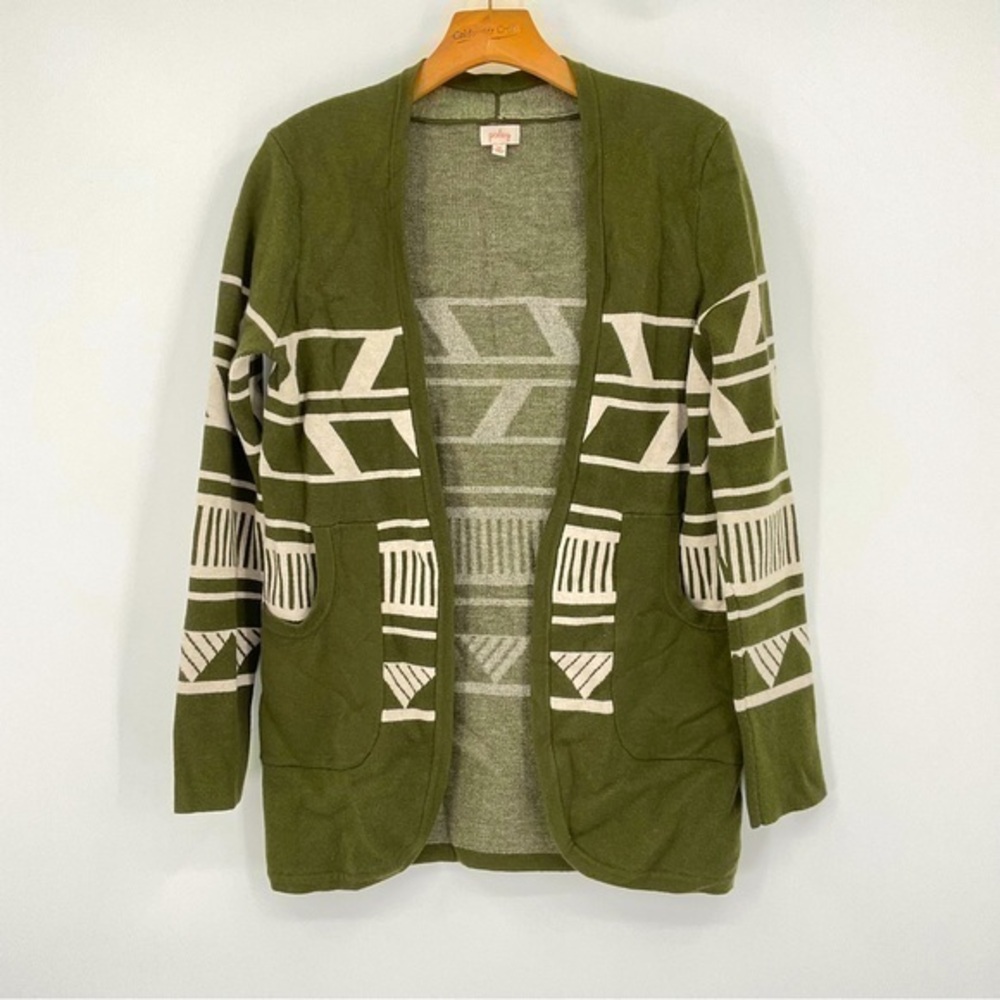 Pixley Boho, Aztec‎ Olive Green Cardigan Size Medium N11